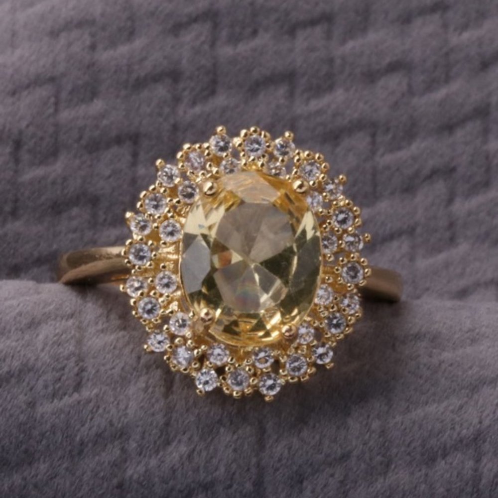477 Women Cubic Zirconia Decor Ring Copper Jewelry - Picture 2 of 3